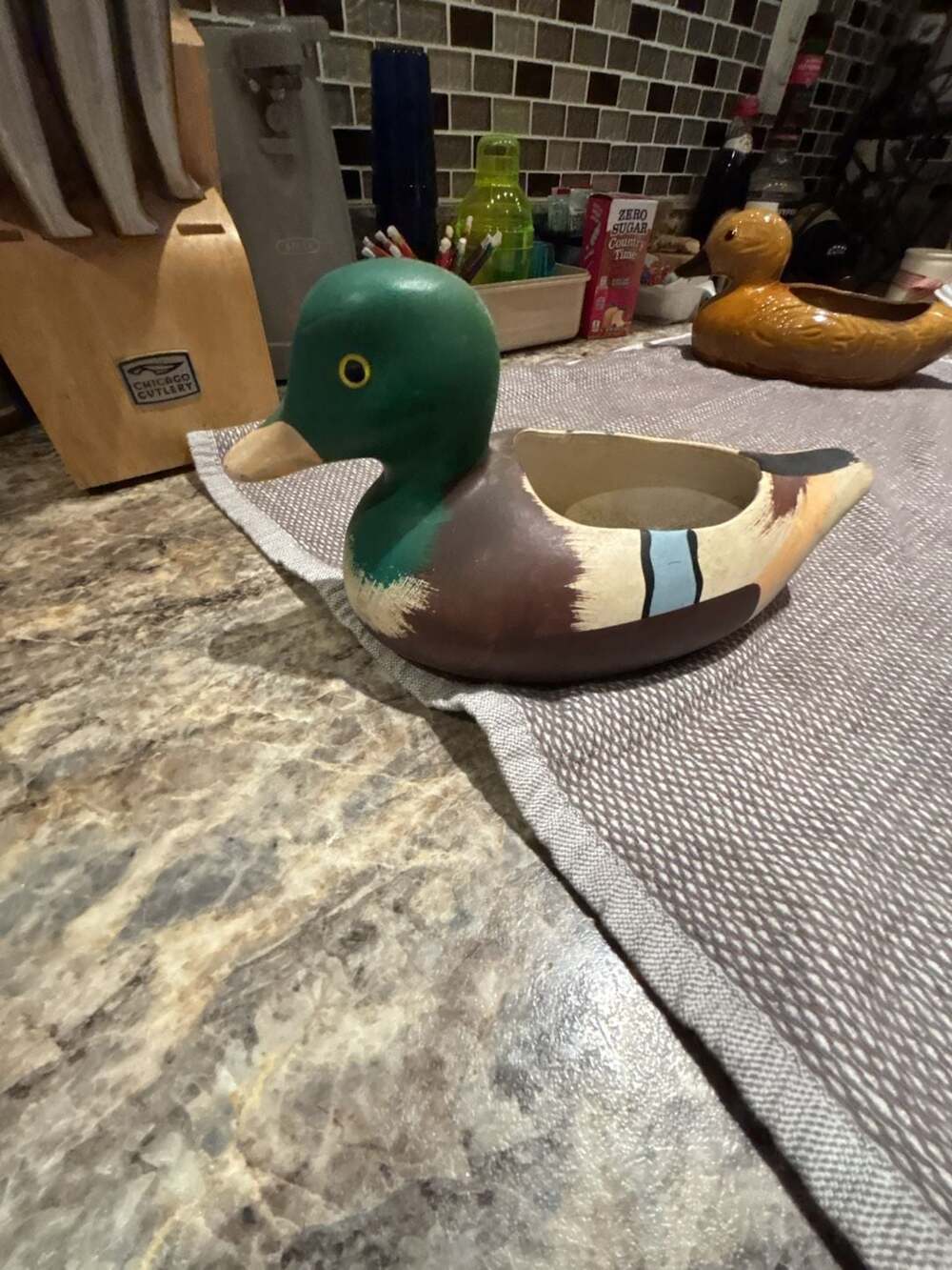 Vintage Mallard Duck Ceramic Planter Bowl